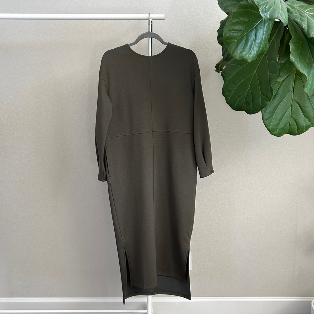Nordstrom Long Sleeve Shift Sweatshirt Dress - Olive